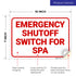 10x7 Inches, 4 Emergency Shutoff Switch for Spa Sign, Mil Vinyl Decal Stickers Weather Resistant, Made in USA