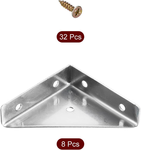 8Pcs 66mm 66mm, uxcell Angle Corner Brackets x Stainless Steel Braces Joining Support with Screws for Desk Bed Edge
