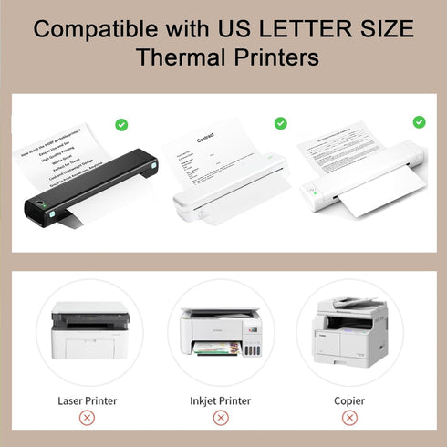 500 8.5 11 Inches M08F/ A28U/ A40 Set. Sheets Single Thermal Paper x US Letter Size for Thermal Printer, Portable