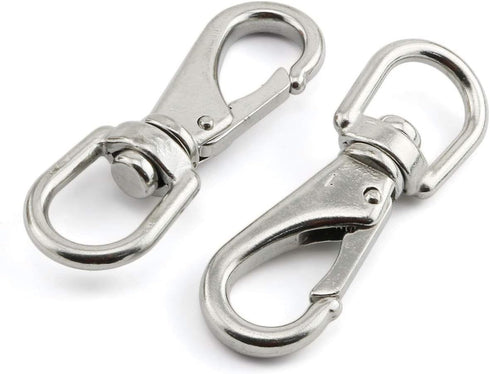 2-Pack M5 Swivel Eye Snap Hook 304 Stainless Steel Multi-Use Spring Snap Hook for Boat Marine Pet Chains