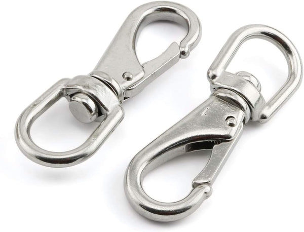 2-Pack M5 Swivel Eye Snap Hook 304 Stainless Steel Multi-Use Spring Snap Hook for Boat Marine Pet Chains