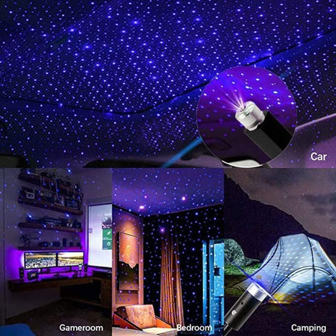 Mini Led Star Projector Night Light, Adjustable USB Romantic Auto Roof Ceiling Lamp for Car, Bedroom, Party, Violet Blue
