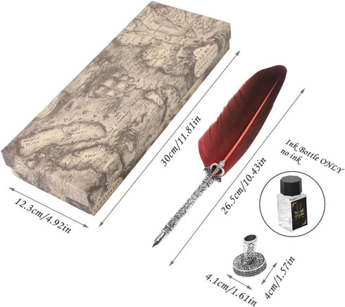 Ejoyous Quill Pen, Hand Made Antique Quill Dip Pen, Calligraphy Writing Pen with Empty Ink Bottle