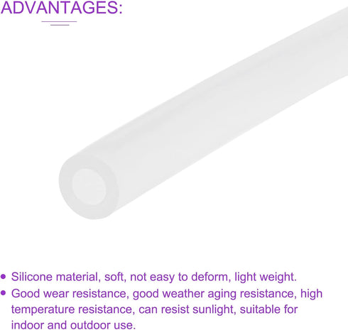 DMiotech 1/4" ID 1/2" OD 5 Feet Clear Silicone Tube, Industrial Tubing for Water Air Pump