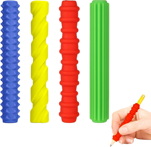 jiexiato Sensory Pencil Grips Set for Kids and Adults, Silicone Pencil Sleeve Educational
