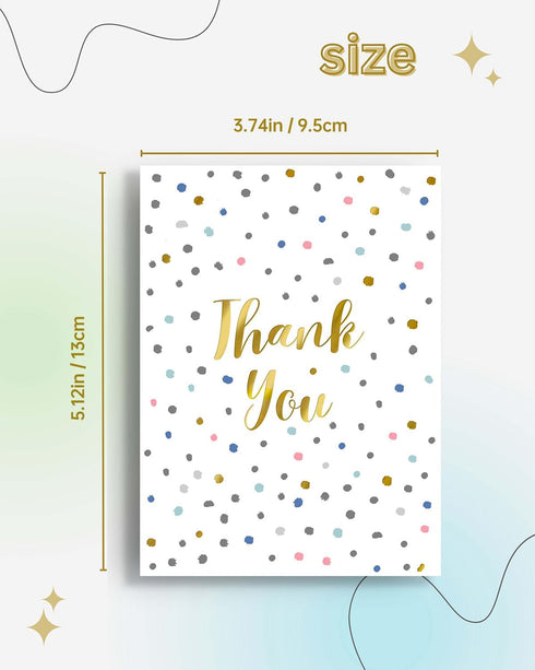 Jiiohur (50 Pack) Set Thank You Cards with Envelopes - Elegant All-Occasion Blank Note Cards for Wedding, Baby Shower
