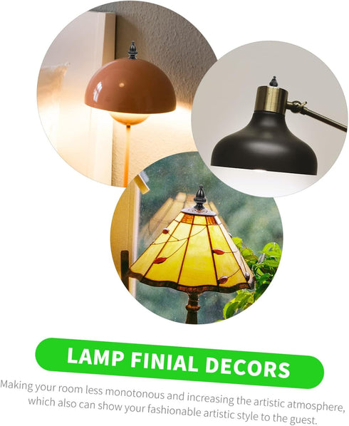 STOBOK 2pcs Decorative Lamp Finial Knob for Floor and Table Lamps Black Aluminum Harp Frame Shade Decor Internal Thread
