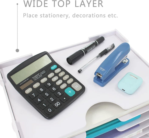 SONGWAY File Organizer for Desk, 7 Tier Wide Document Holder, Letter Mail Tray Storage Rack, A4 Paper Storage