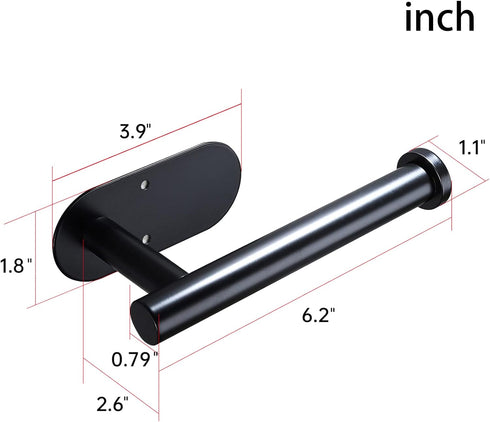 YIGII Adhesive Toilet Paper Holder, Self Adhesive Black Wall Mount Roll Holder for Bathroom & Kitchen