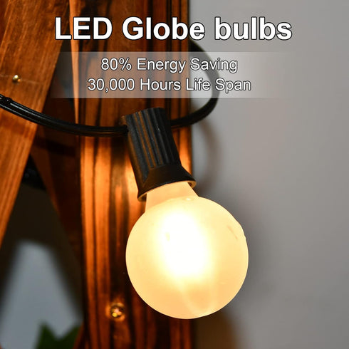 G40 Led Frosted White Replacement Light Bulbs, E12 Candelabra Globe Bulbs, 1.5 Inch Frosted String Lights, 25 Pack