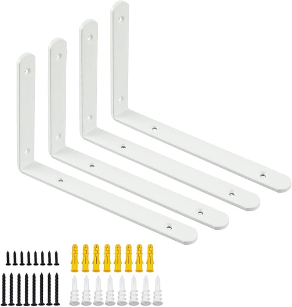 Mooche 4Pack Floating Shelf Brackets, Heavy Duty Metal L Brackets Wall Mounted Corner