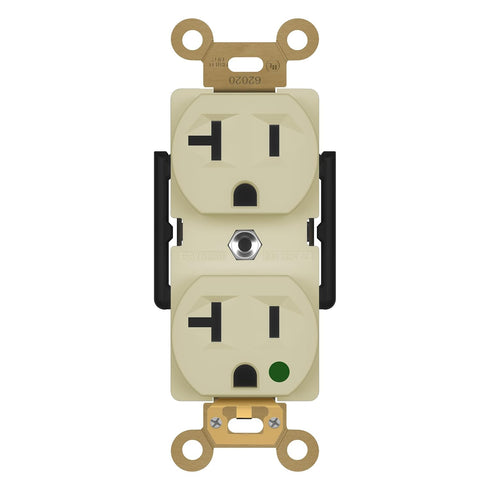 ENERLITES Hospital Grade Outlet, Industrial Grade Duplex Receptacle, 20A 125VAC, Ivory