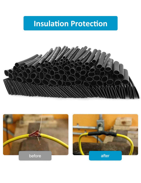650 Pcs Black Heat Shrink Tubing, innhom UL Approved 2:1 Electrical Cable Wire Kit Set for Long Lasting Insulation