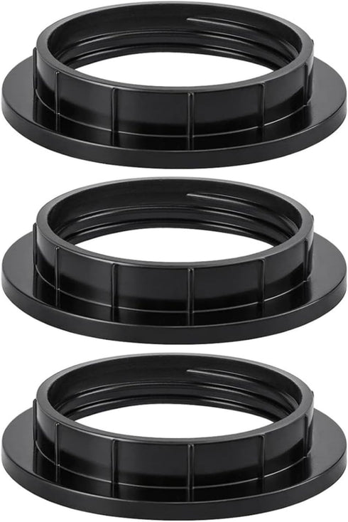 Generic 3 Pack Lamp Shade Black Collar Ring E27 Inside Threaded Diamter 1-1/2