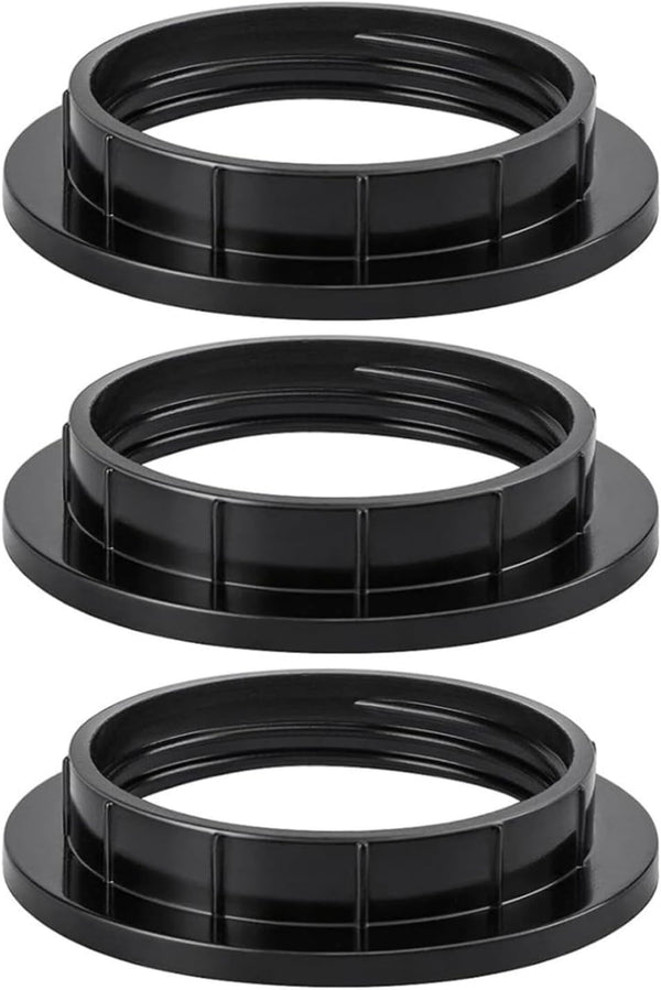Generic 3 Pack Lamp Shade Black Collar Ring E27 Inside Threaded Diamter 1-1/2