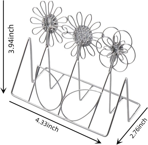 dohobby Metal Hollow Flower Business Card Holder, Open Card Stand Organizer for Home Office Desk