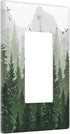 Rustic Green Forest 1 Gang Single Rocker Light Switch Cover Pine Tree Foggy Mountain Landscape Decorative Wall Plate Electrical Switchplate Receptacle Faceplate for Bathroom Bedroom by ukutarly