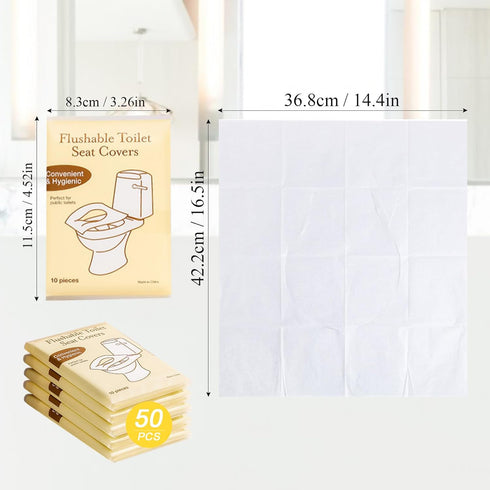 Lagincig 50PCS Toilet Seat Covers Disposable Flushable Travel Essentials for Public Restrooms, Airplane, Camping