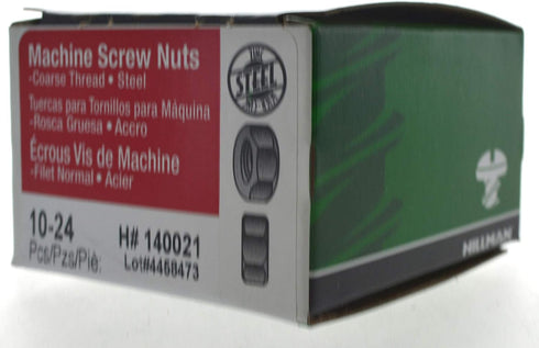 Hillman 140021 Zinc Hex Machine Screw Nut, 10-24, 100-Pack