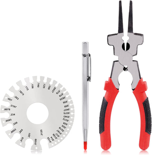 8" 6 Function MIG Welding Pliers - Dual-Sided Gage Standard Metal Gauge Measurement and Tungsten Carbide Scriber
