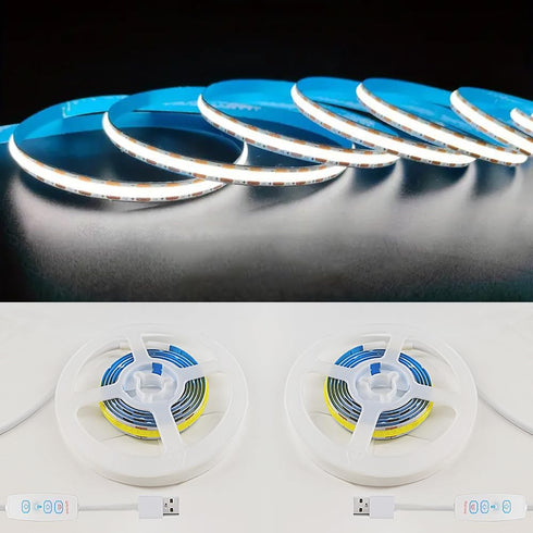 ZSLAIFU 2 Pack White USB Light Strip 5V COB Flexible Strip Light