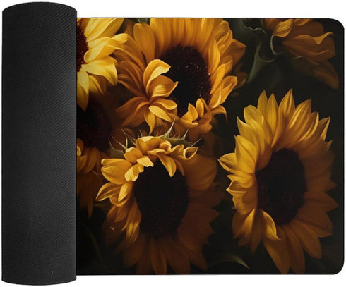 HFDSIFBUJ 12"24",Large Sunflower Bouquet Yellow Flowers Desk Mat Non-Slip Rubber Unsealed Edges Mouse Pad for Office