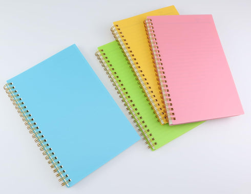 Spiral Notebook Journal, 5.5" x 8.5" Plastic Hardcover College Ruled Notebook with 4 Colors, 80 Sheets / 160 Pages for