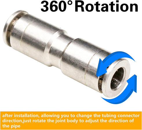 4mm Union Straight Push to Connect Fittings, CEKER 4mm x 4mm Tube Quick Connect Pneumatic Air Line Fittings, 2 Pack