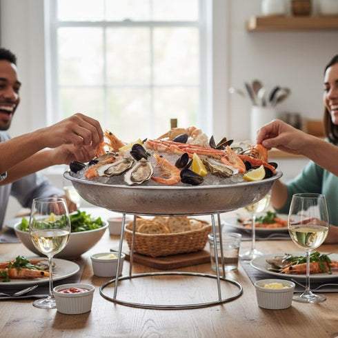 Soro Essentials 7" - Seafood Tray Display Rack Chrome Plated - Buffet Tower Tiered Serving Stand Seafood Tower Stand