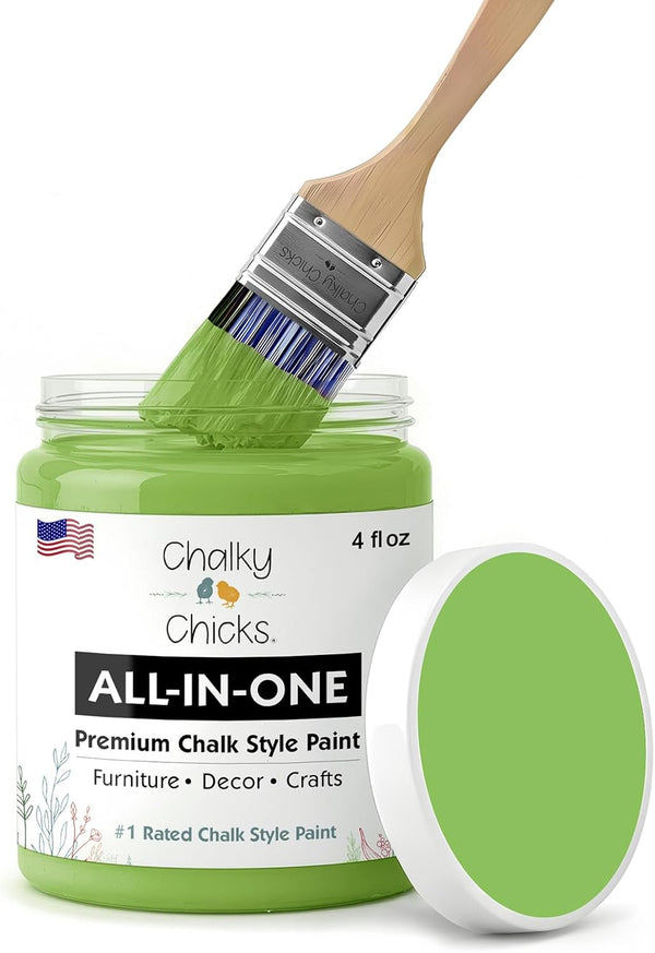 Chalky Chicks 4 Fl Oz Matte Pistachio (Lime Green) Chalk Paint for