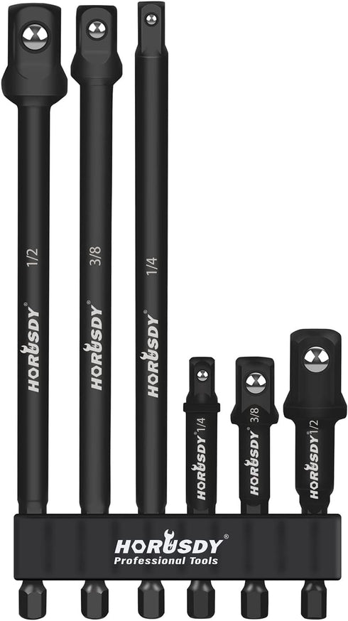 HORUSDY 6-Piece Impact Grade Power Drill Sockets Adapter Sets, Hex Shank Impact Driver Socket Adapter