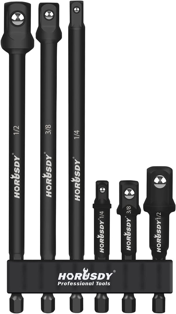 HORUSDY 6-Piece Impact Grade Power Drill Sockets Adapter Sets, Hex Shank Impact Driver Socket Adapter
