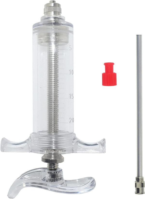 20ml Plastic Syringe with 10Ga Blunt Tip Needle, 4" and Storage Caps - Great for Refilling Vegetable Glycerin, Glue