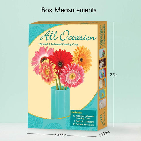 Designer Greetings Assorted All Occasion Cards, 12 Foiled and Embossed Cards for Various Events