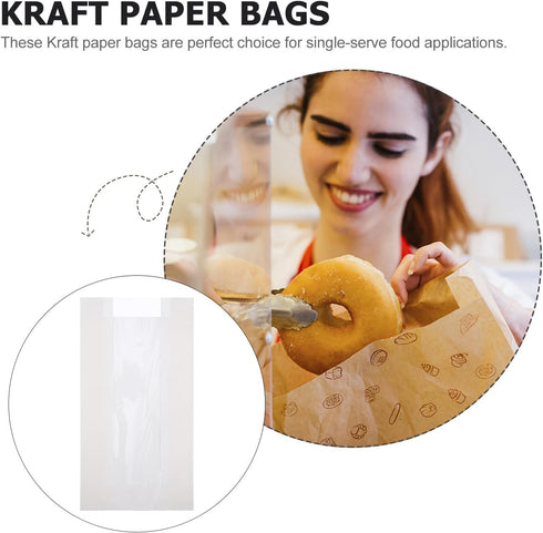 30pcs 23x12x5cm Packaging Homoyoyo Kraft Paper Bread Bags with Window for Toast and Baguette, Mini Loaf Pouches