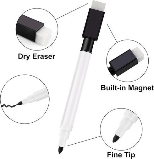 IHPUKIDI Magnetic Dry Erase Markers Fine Point Tip, 48-Pack Whiteboard Markers Dry Erase Marker with Eraser Cap, Low Odor Whiteboard Markers for Kids Teachers by IHPUKIDI