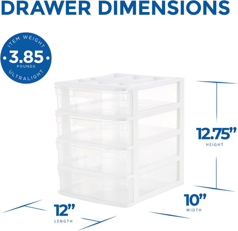 Gracious Living 4 Drawer Desktop & Countertop Organizer with Lid for Craft Storage, Office Supplies, School Supplies,