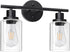 Unicozin 2 Light Vanity Lights, Black Wall Sconce Light with Clear Glass,