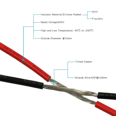 14 25ft 14 BNTECHGO Gauge Silicone Wire Spool red and Black Each Flexible AWG Stranded Tinned Copper Wire