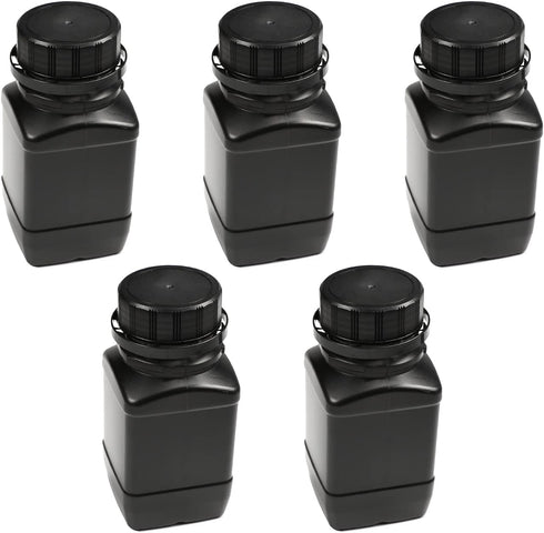 Othmro 250ml Plastic Lab Chemical Reagent Bottles, 5pcs Square Wide Mouth Storage Container with Anti-Theft Cap