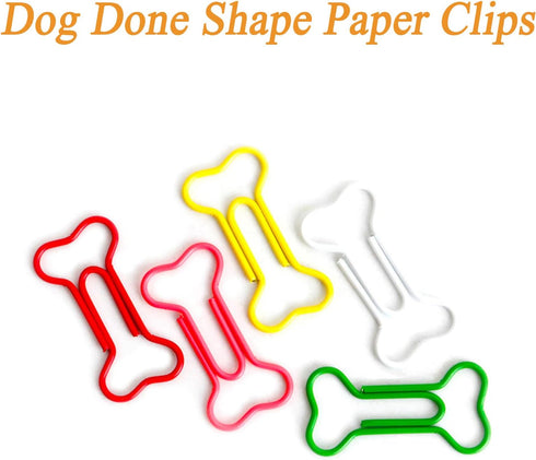 Cute Dog Bone Shape Paper Clips, 50 Pcs, Colorful for Notebook, Office, School, and Home Use