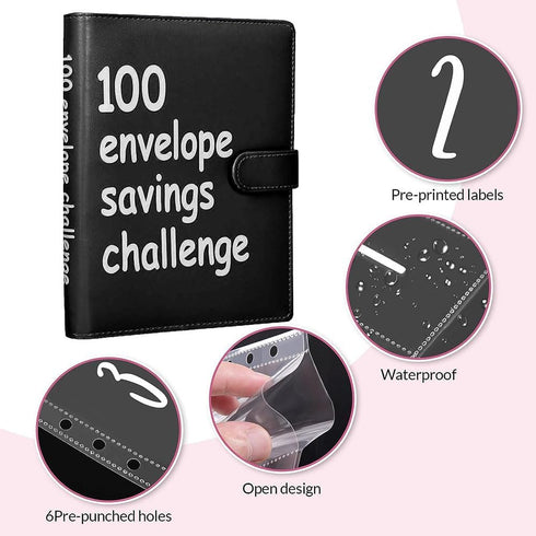 AASLOB 100 100 $5,050, Envelopes Money Saving Challenge, Envelope Challenge Binder, Easy and Fun Way to Save Savings