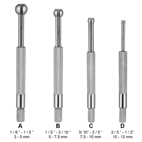4pcs Small Hole Gauge Set, Telescoping Full Round Spherical Shaped Hardened Bore Gauge