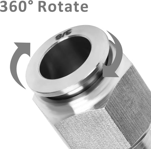 Push to Connect Fitting - 304 Stainless Steel Male Straight 3/8" Tube OD x 1/8" NPT Thread Pneumatic Fitting (Pack of 5)