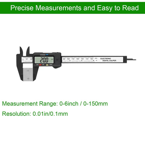HDLNAK Digital Vernier Caliper, 0-6" Electronic Micrometer Caliper with Auto-Off Feature, Includes Tape Measure