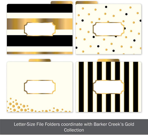 BARKER CREEK Gold File Folders, 14pt Stock, Pack of 12, Letter Size, 1/3 Cut Tabs, Home, School, Office Supplies