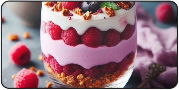 GENERIC Raspberry Parfait Desk Mat with Violet Granola and Peach Yogurt Theme -
