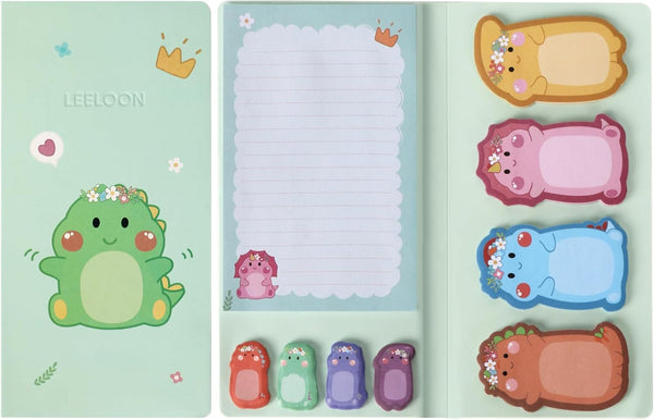 Dinosaur Sticky Notes Set - 360 Sheets Cute Cartoon Animal Dinosaur Self-Stick Memo Pads for Students, Office
