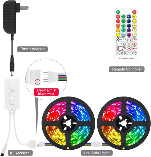 32.8FT 3000K 4 1 12V BTF-LIGHTING RGBW Bluetooth Music APP LED Strip Lights RGB+Warm White Colors in LED Color Changing