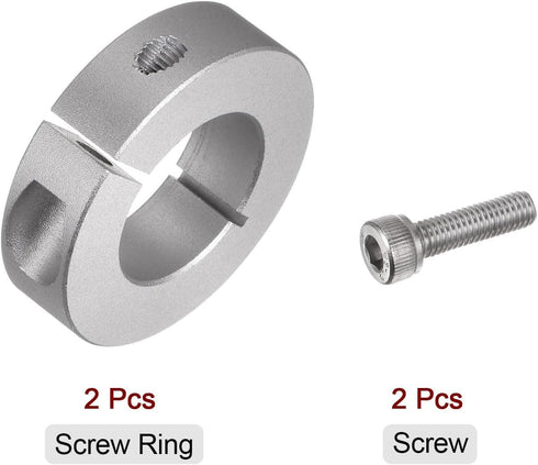 2pcs Shaft Collar, 25mm Bore Aluminum Alloy Set Screw Split Clamp-On Collars for Machine Tools